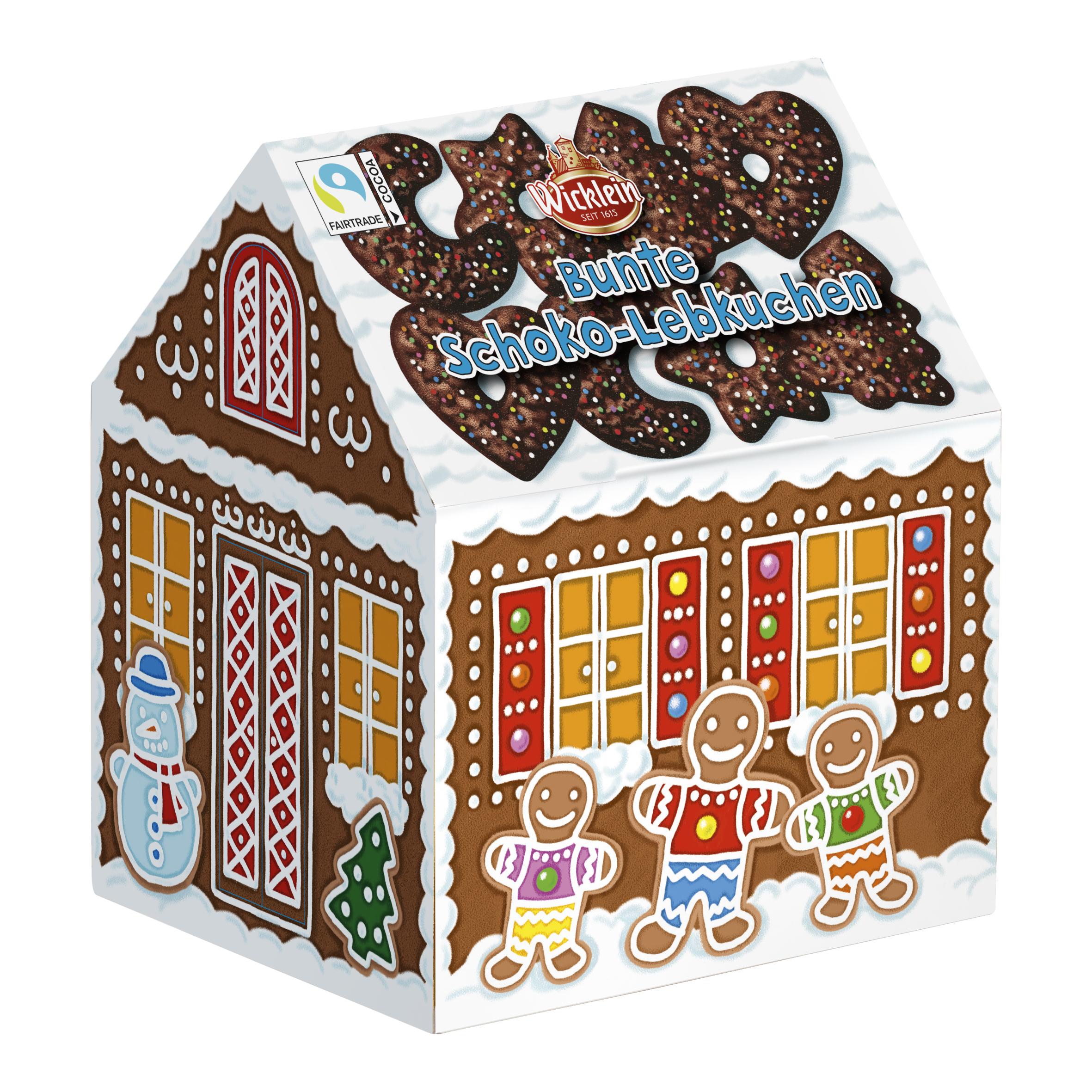 Winter house with chocolate gingerbread with whole milk